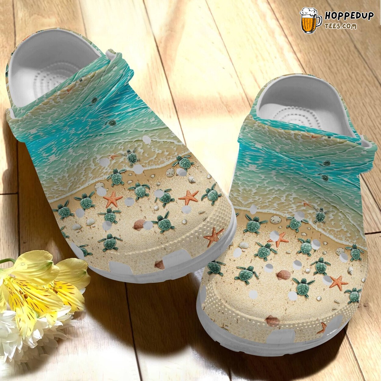 Little Turtle Sand Beach Ocean Lover Themed Clogs Women Men