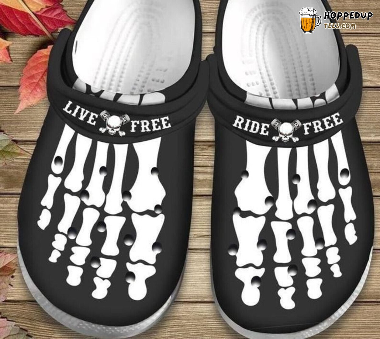 Live Free Ride Free Motorcycling Skeleton Men Comfortable Clogs Shoes