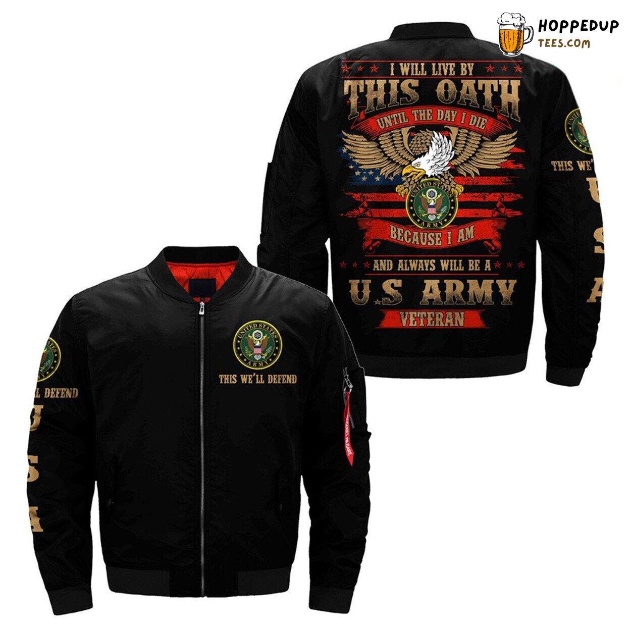 Living by the Oath of a US Army Veteran Bomber Jacket Classic Premium Design
