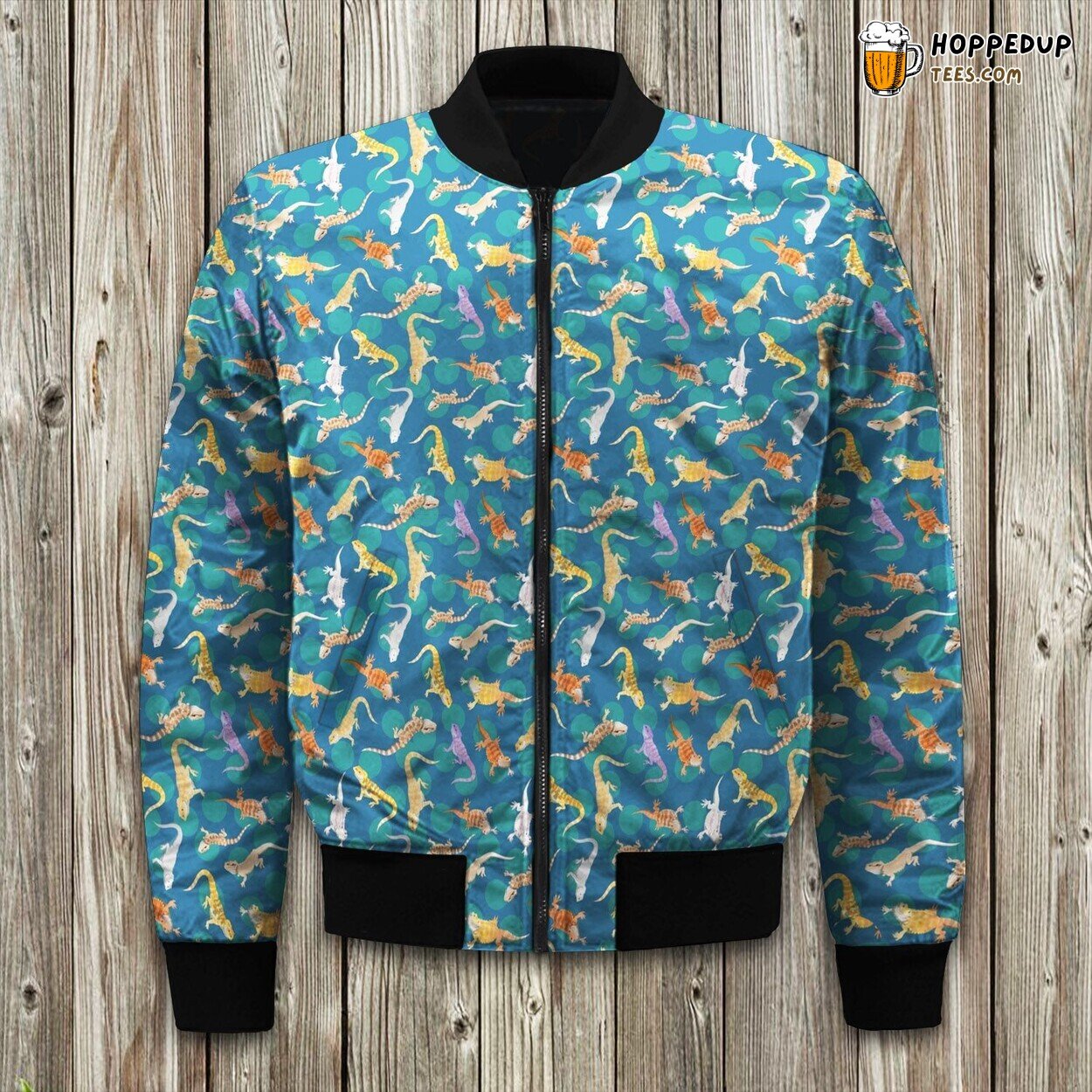 Lizard Camouflage Design Winter Bomber Jacket Exquisite Craft Luxe