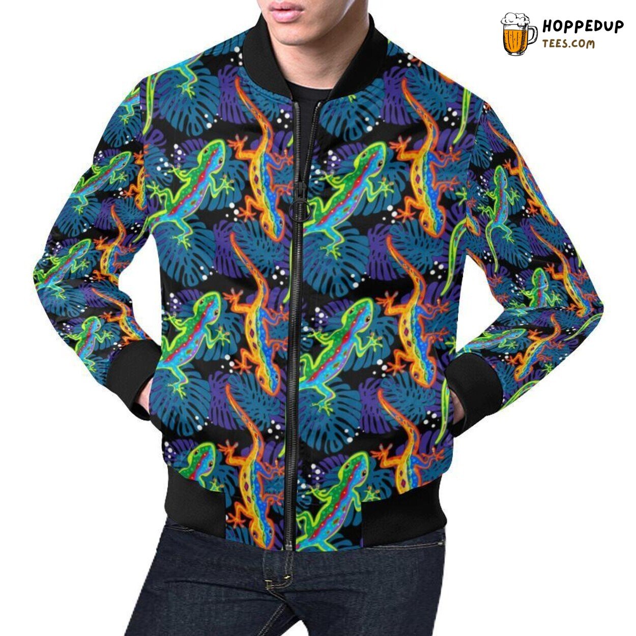 Lizard Print Pattern Design Men’s Unique Bomber Jacket Theme