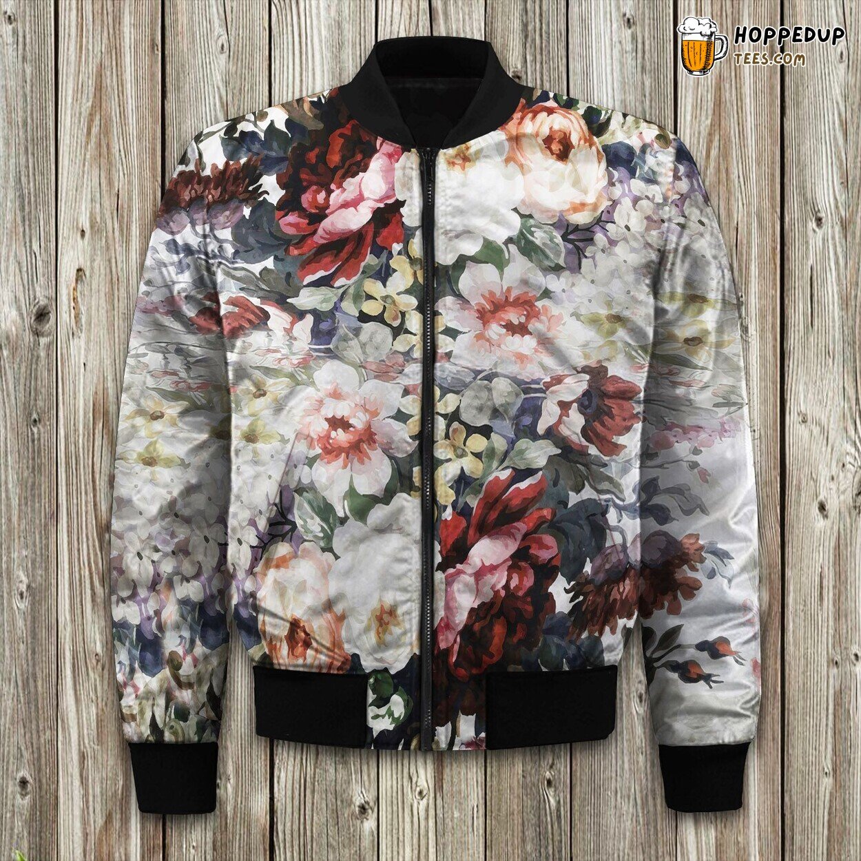 Lizzi Floral Print Winter Bomber Jacket Delicate Botanical Fashion Style