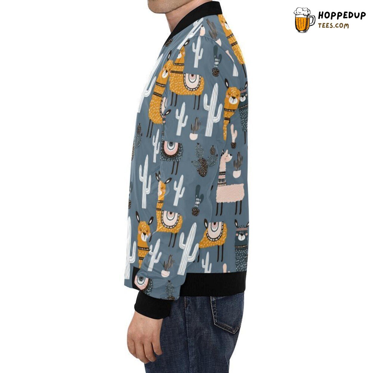 Llama Cactus Print Pattern Design Men’s Unique Bomber Jacket