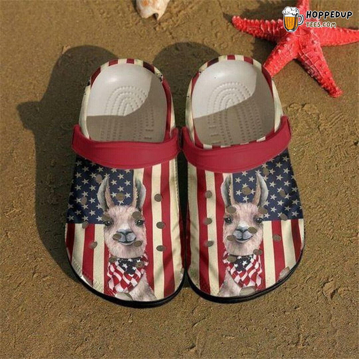 Llama Flag US Personalized Rubber Clog Shoes Comfy Patriotic Footwear