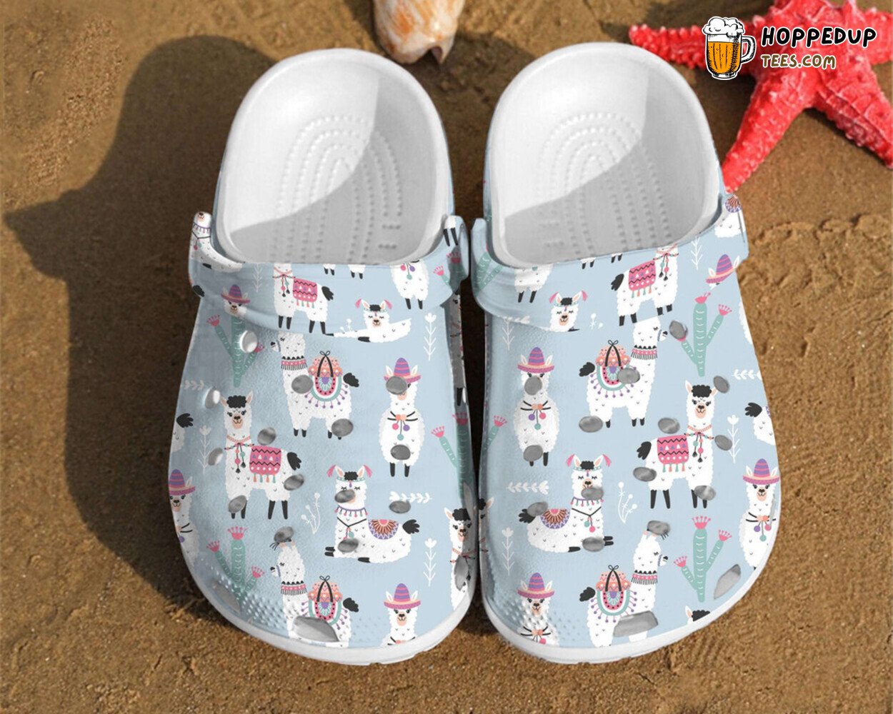 Llama Pattern Alpaca Design Rubber Clog Shoes Comfortable Footwear Stylish