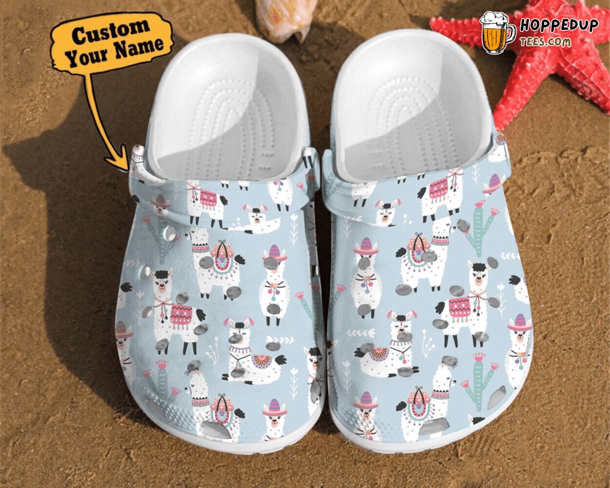 Llama Pattern Alpaca Lover Comfortable Summer Stylish Clog Shoes