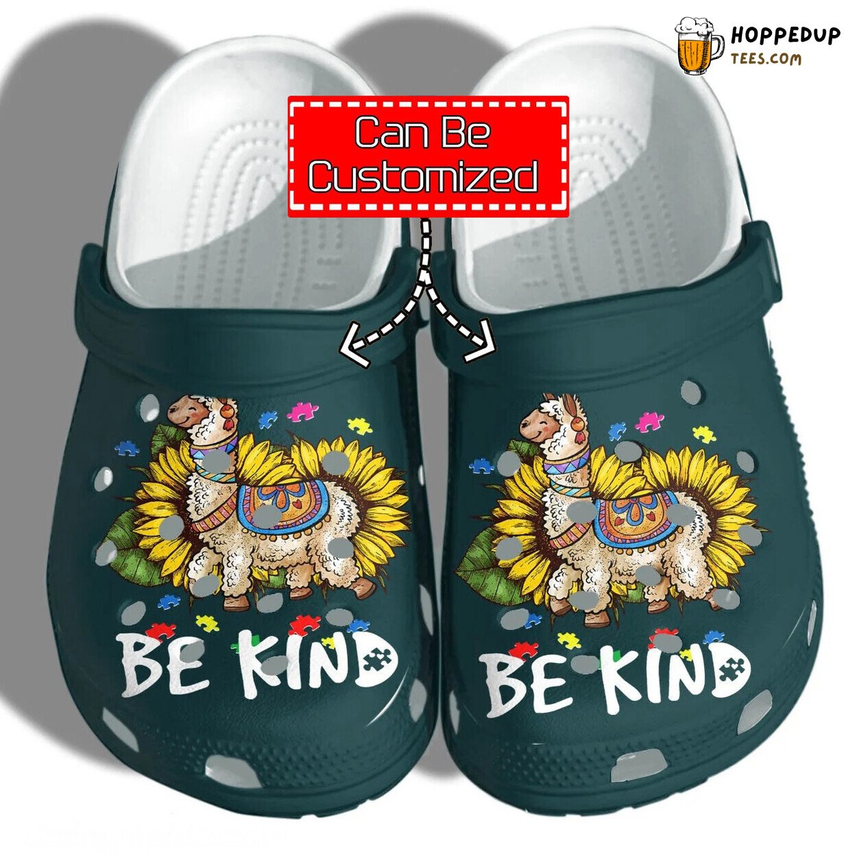 Llama Sunflower Autism Awareness Personalized Kindness Gift Clogs