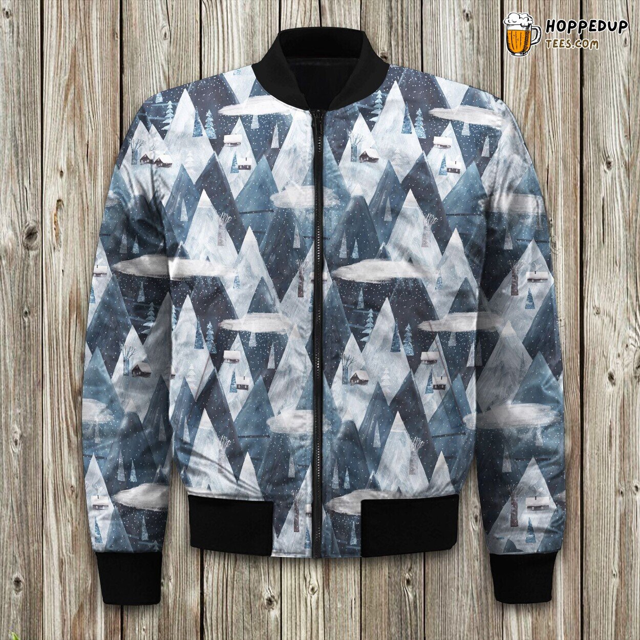 Lodge Navy Pattern Bomber Jacket