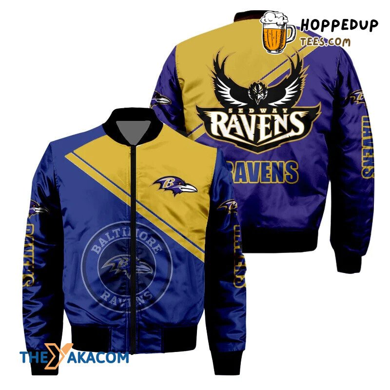 Logo Yellow Purple Baltimore Ravens Football Bomber Jacket Christmas Gift