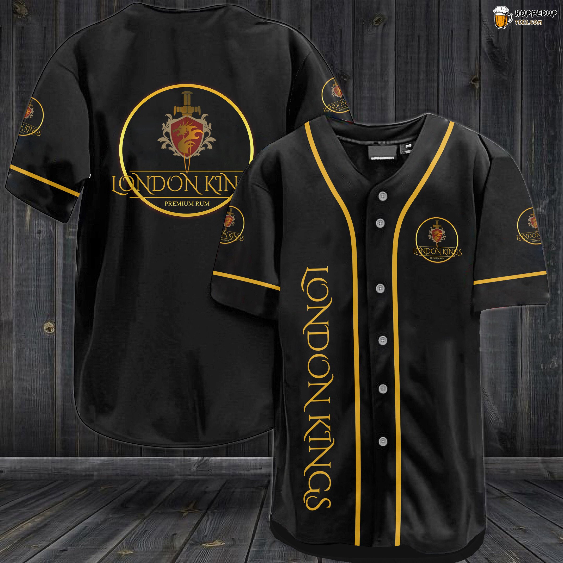 London Kings Premium Rum Baseball Jersey Black Unisex Jersey Shirt