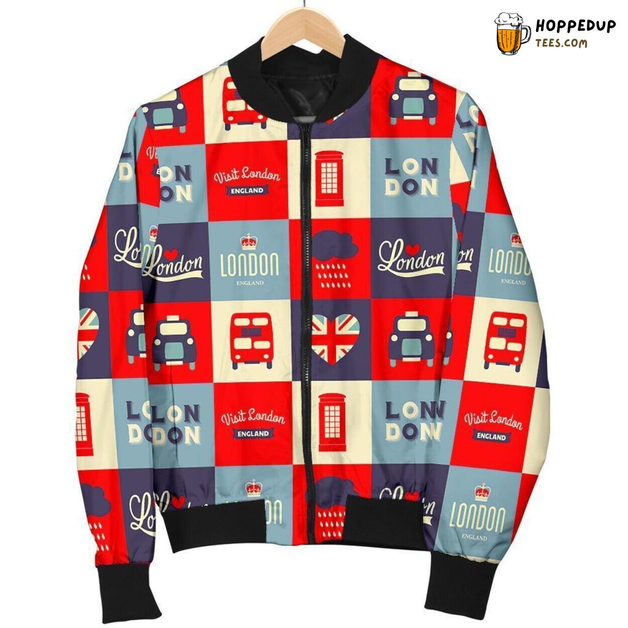 London’s Charm and Beauty Men’s Bomber Jacket Unique Pattern Design Tribute