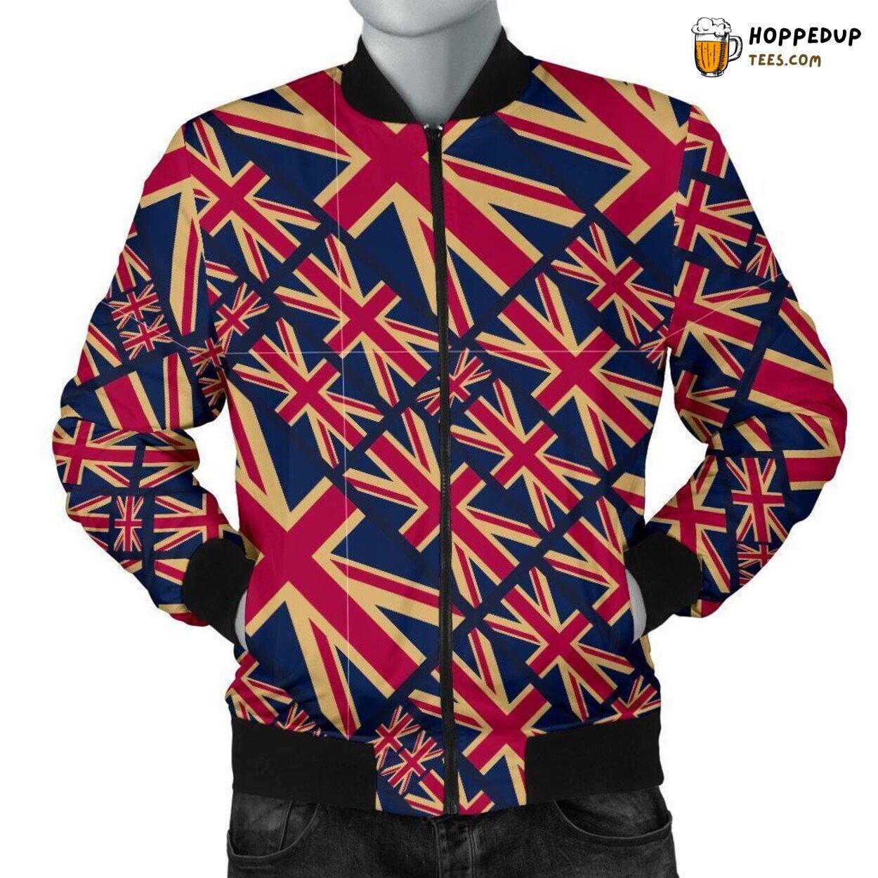 London’s Iconic British Flag Men’s Bomber Jacket Unique Pattern Design Art
