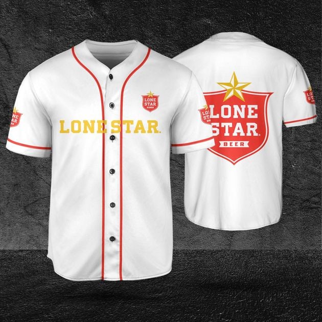 Lone Star Text Themed Baseball Jersey for Beer Lovers HU