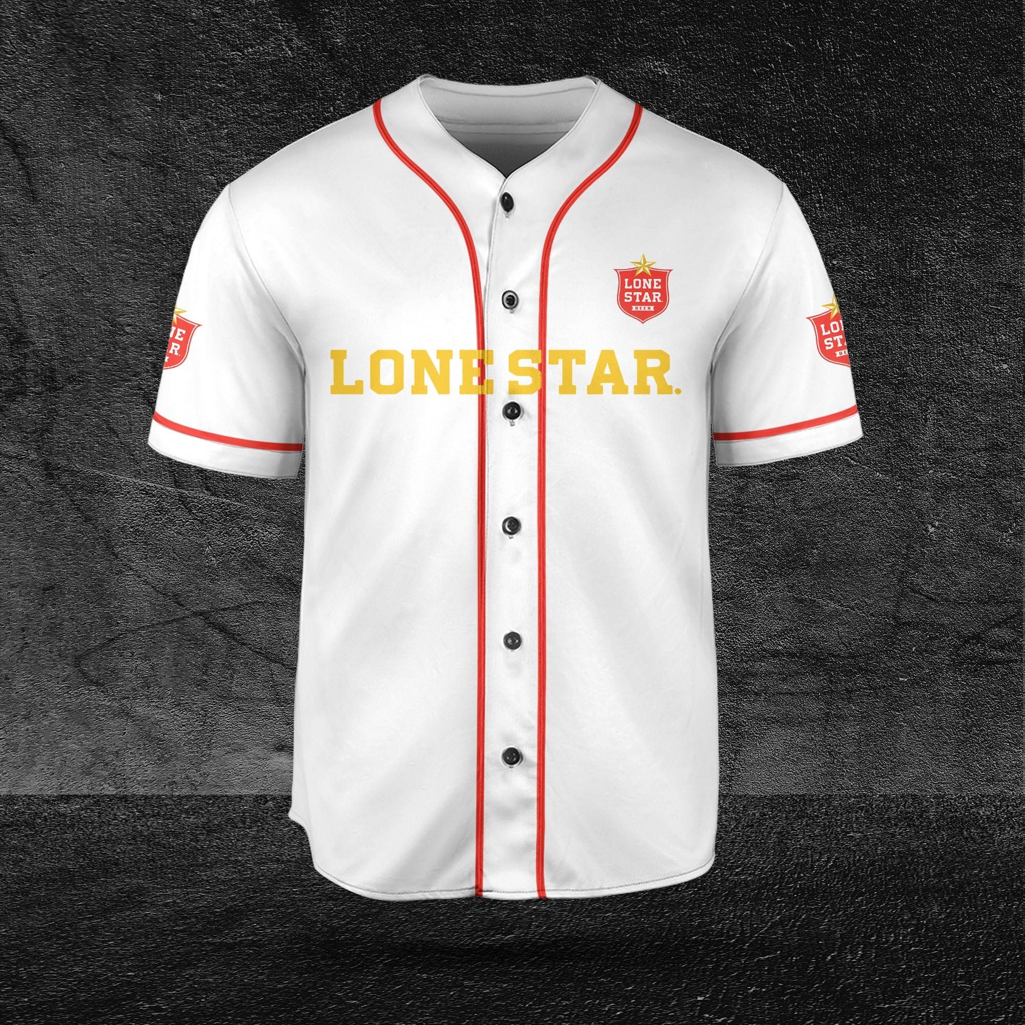 Lone Star Text Themed Baseball Jersey for Beer Lovers HU