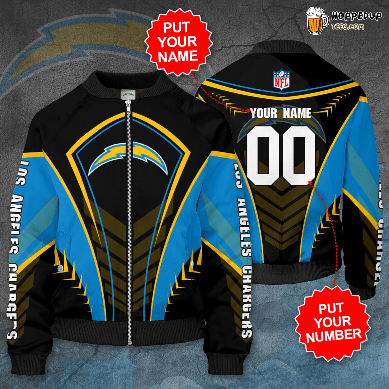 Los Angeles Chargers Customized LAC Premium Bomber Jacket