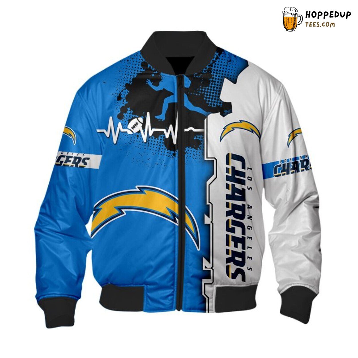 Los Angeles Chargers Heart ECG Graphic Bomber Jacket Choice