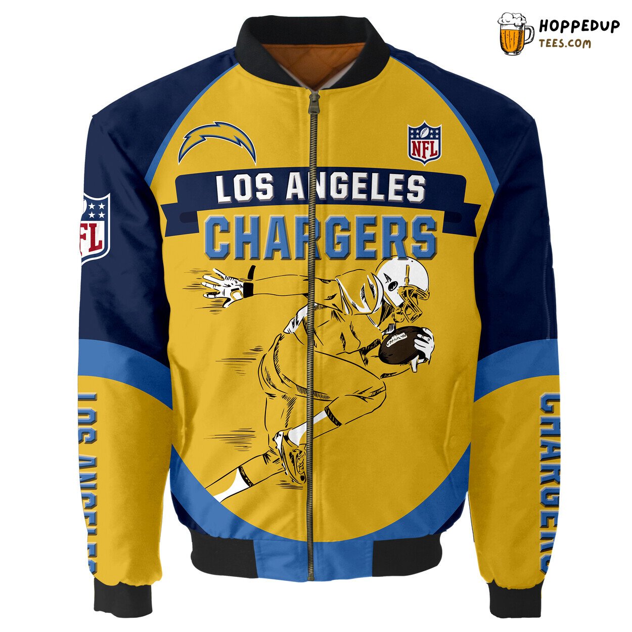 Los Angeles Chargers Men’s Bomber Jacket Running Graphic Perfect Gift