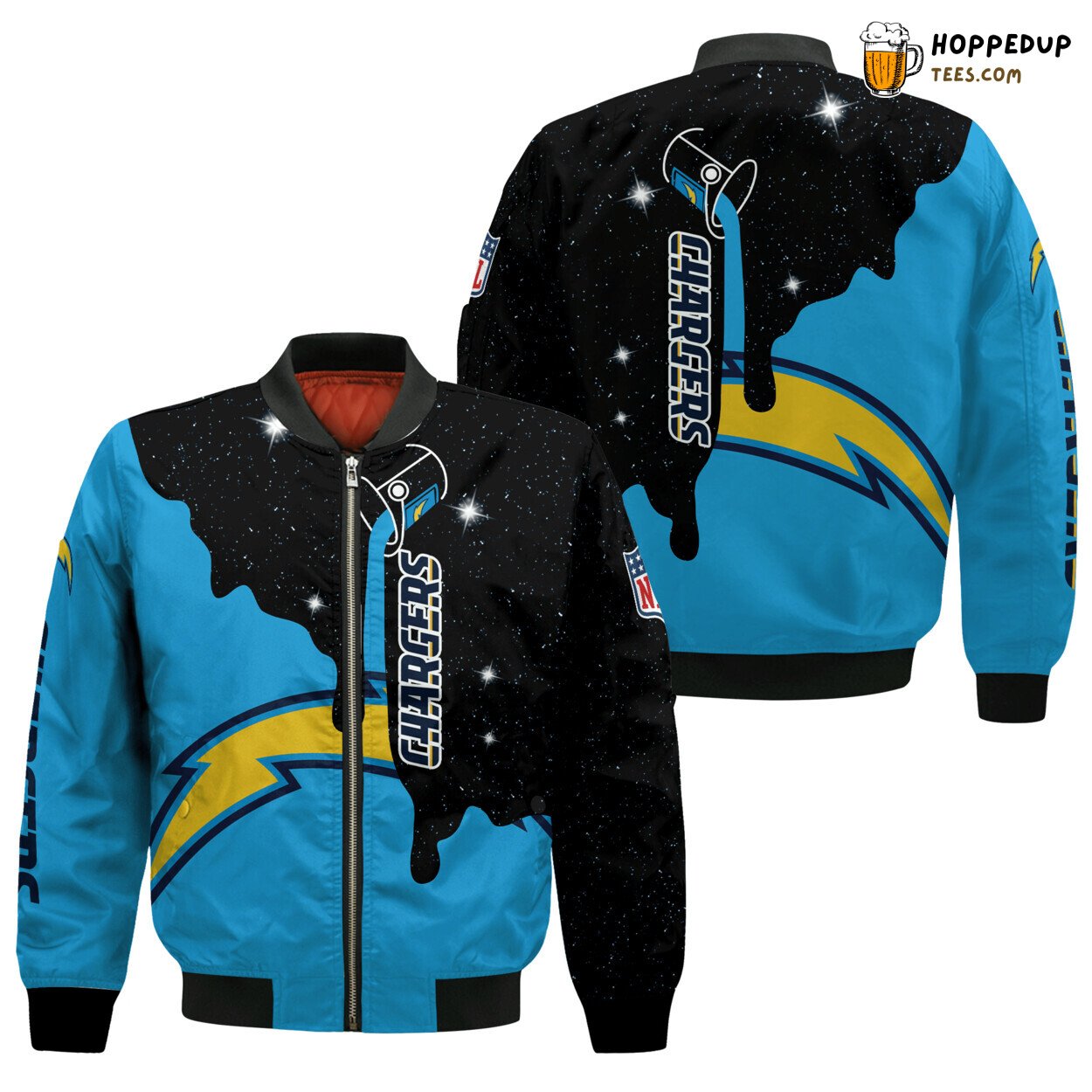 Los Angeles Chargers NFL Blue Black Athletic Bomber Jacket Fit