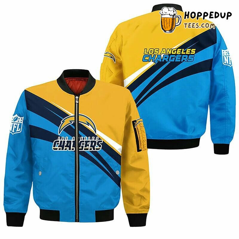 Los Angeles Chargers NFL Blue Gold Statement Bomber Jacket Fit