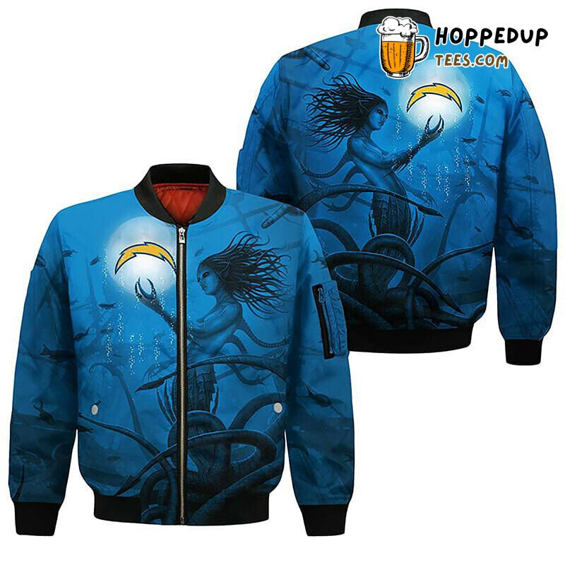 Los Angeles Chargers NFL Bomber Jacket in Powder Blue Shade