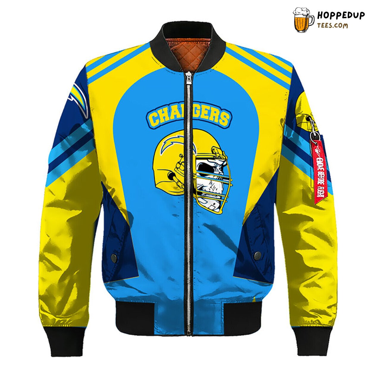 Los Angeles Chargers NFL Bomber Jacket Skull Blue Yellow Theme