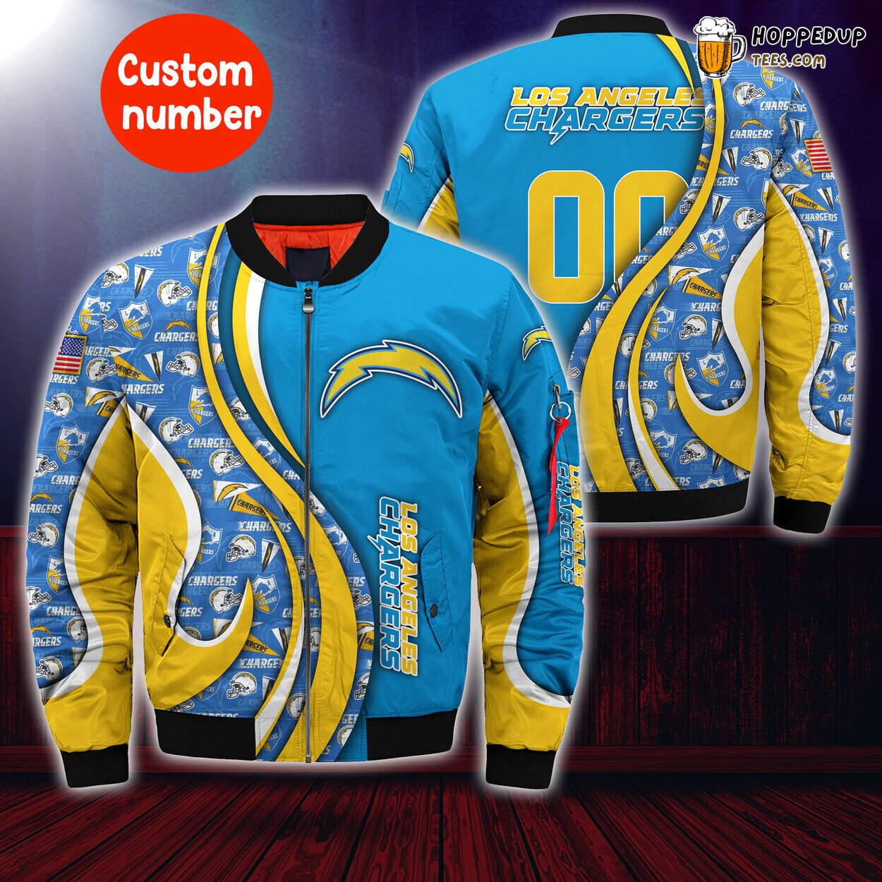 Los Angeles Chargers NFL Customized Number Trendy Bomber Jacket