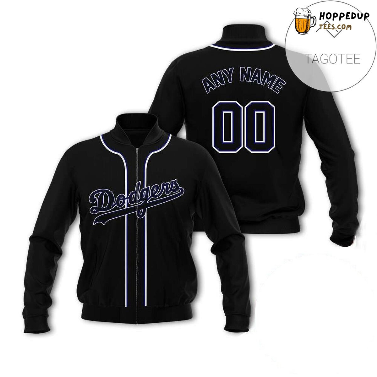 Los Angeles Dodgers Custom Name Number Sleek Black Bomber Jacket
