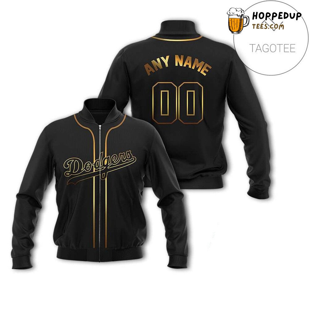 Los Angeles Dodgers MLB Black Bomber Jacket Custom Name Number Design