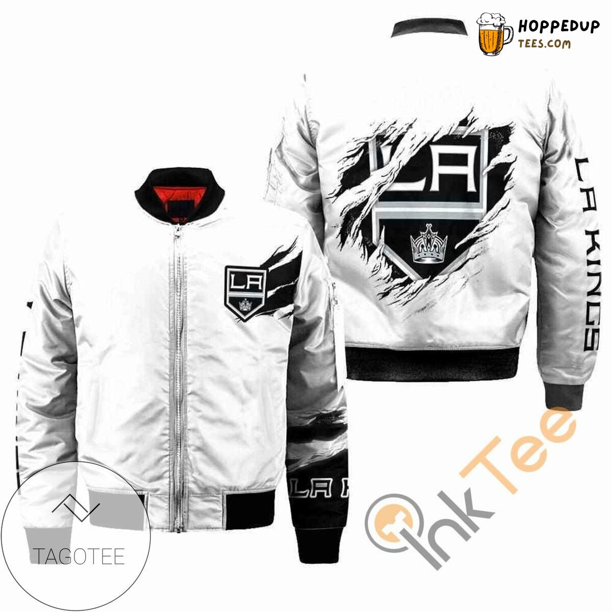 Los Angeles Kings NHL Clean White Signature Bomber Jacket Line