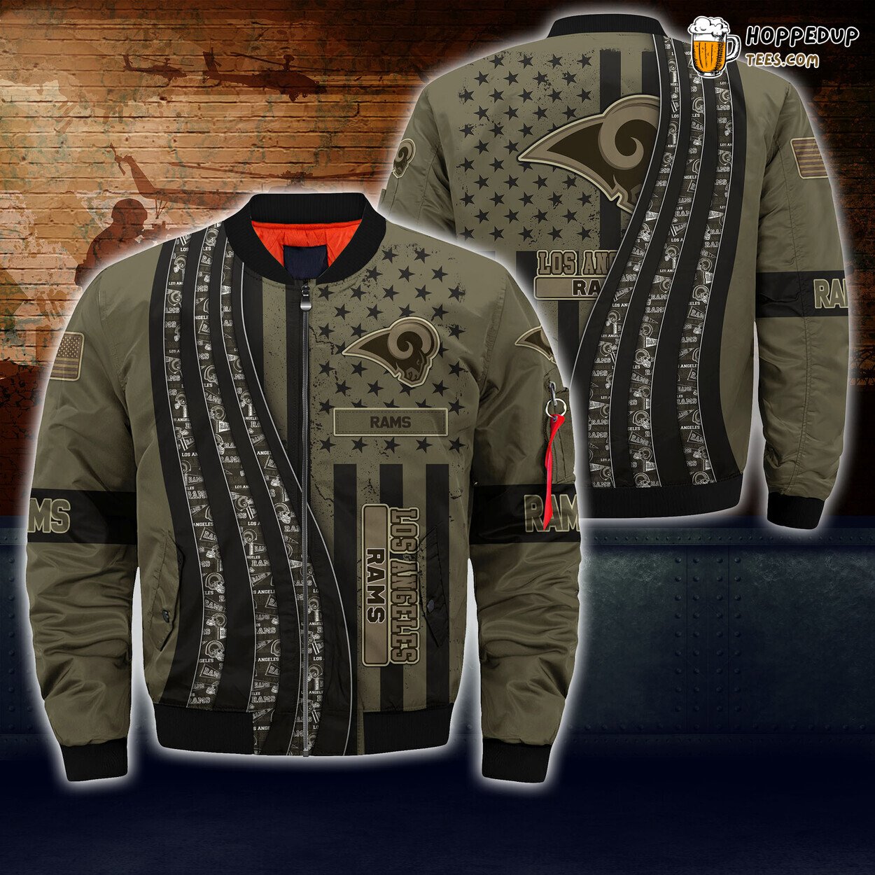 Los Angeles Rams Camo Styled NFL Seasonal Bomber Jacket Collection