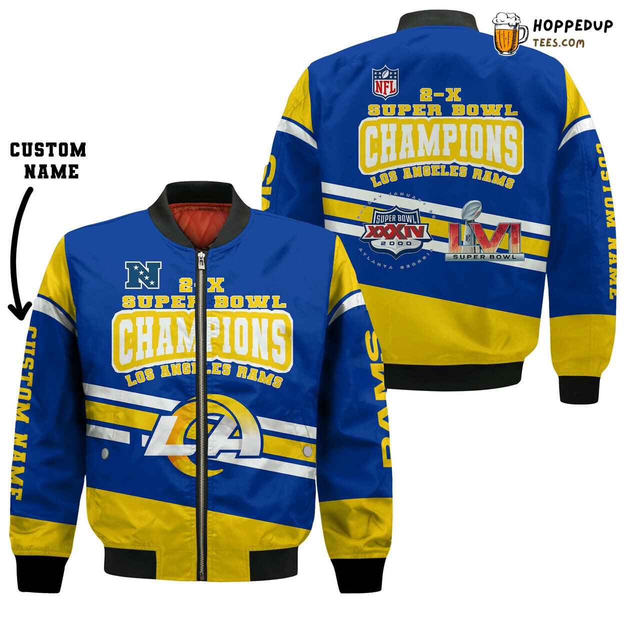 Los Angeles Rams Double Super Bowl Custom Bomber Jacket Design