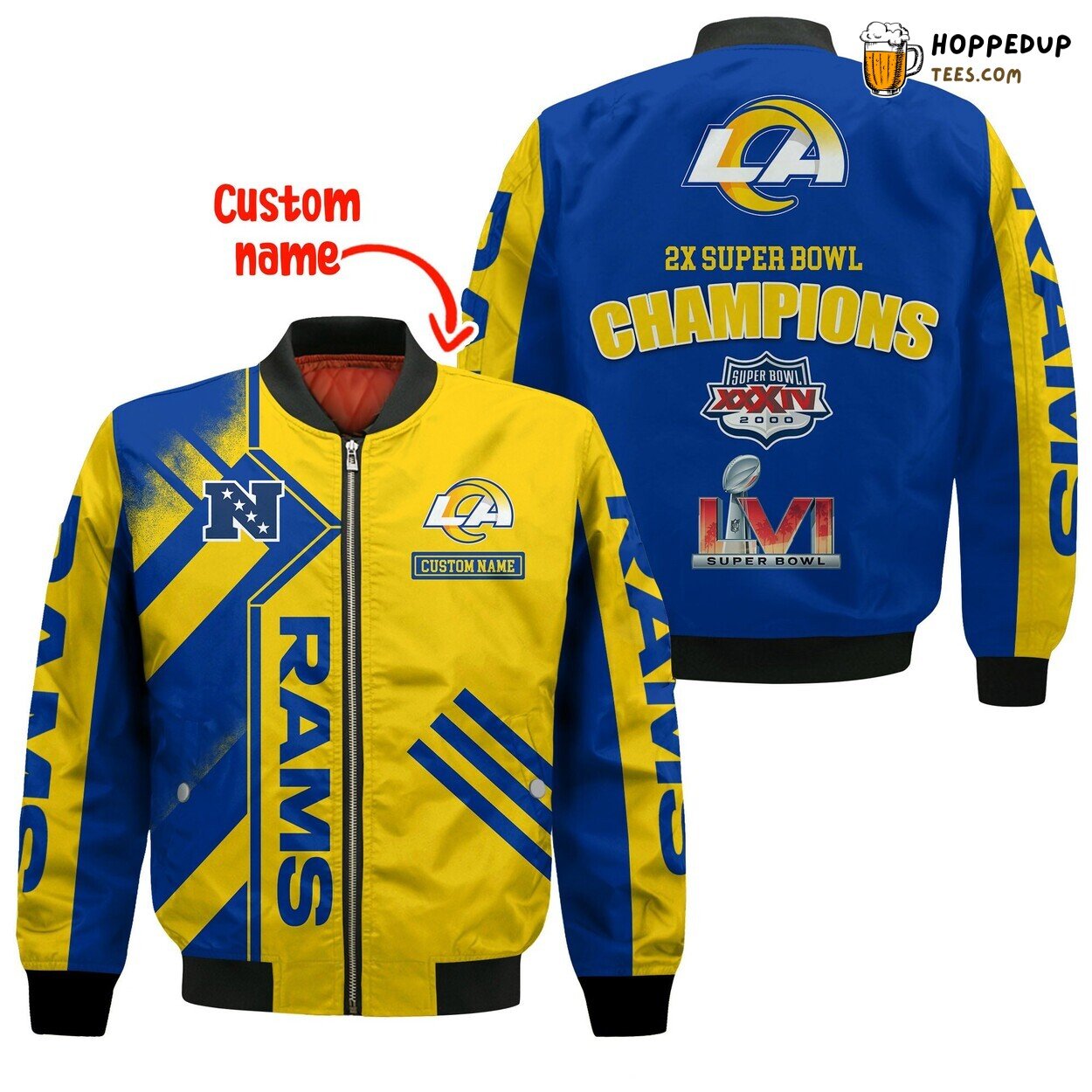 Los Angeles Rams Double Super Bowl LVI Custom NFL Bomber Jacket