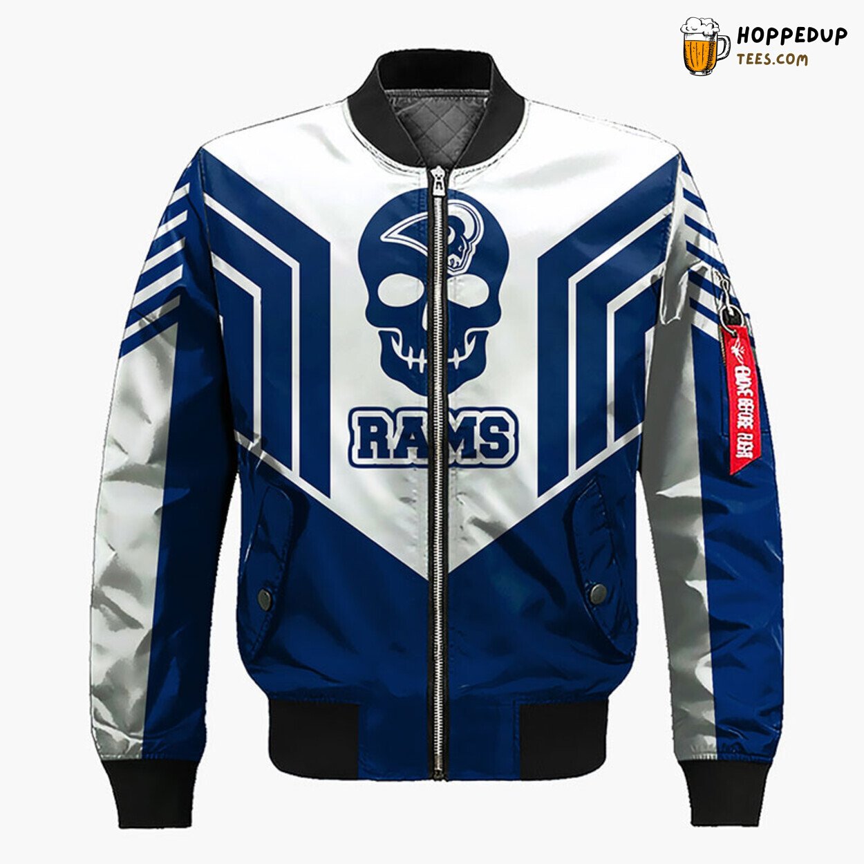 Los Angeles Rams NFL Bomber Jacket Skull Blue Silver Design