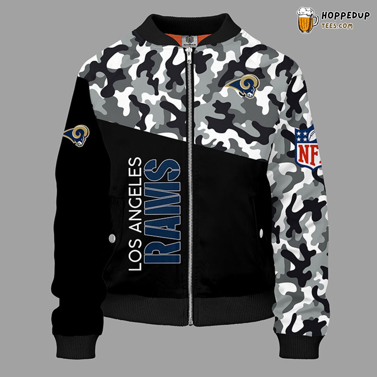 Los Angeles Rams NFL Camouflage Blue Bomber Jacket Distinctive