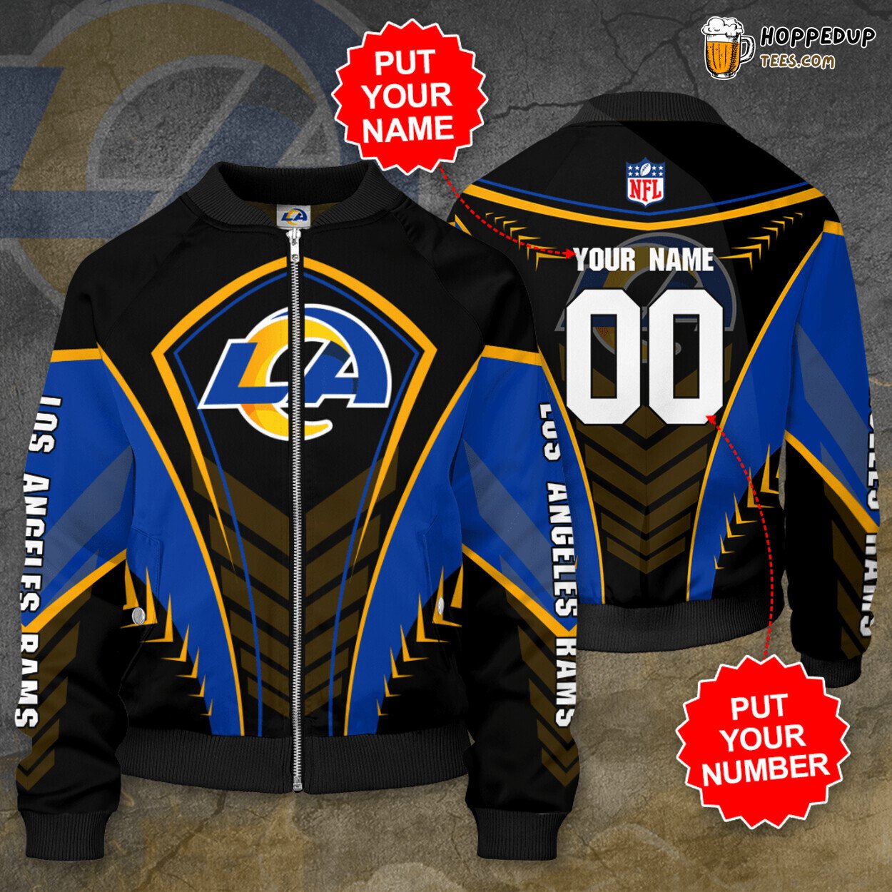 Los Angeles Rams Personalized LAR Bomber Jacket Distinctive