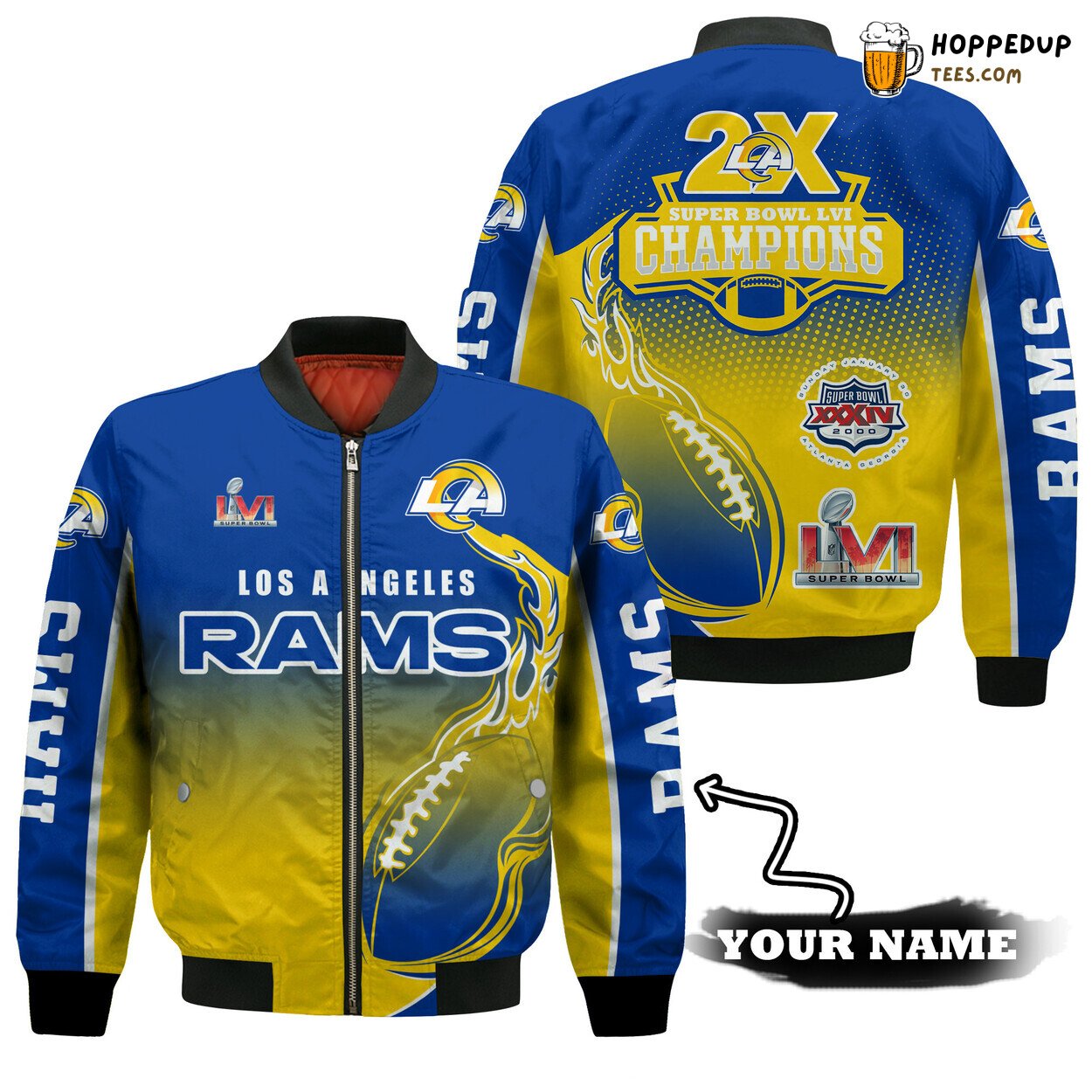 Los Angeles Rams Super Bowl Double Custom Bomber Jacket Design