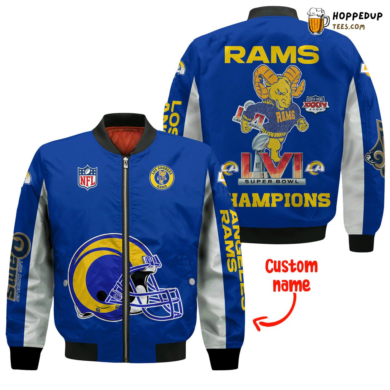 Los Angeles Rams Vintage Mascot Super Bowl LVI Custom NFL Bomber Jacket