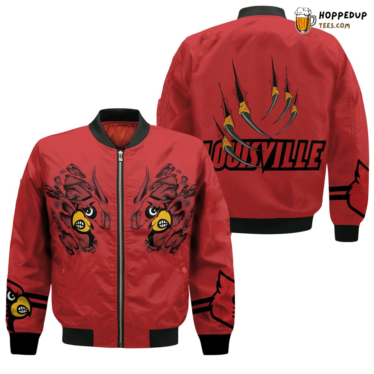 Louisville Cardinals NCAA Menacing Claws Bomber Jacket Look
