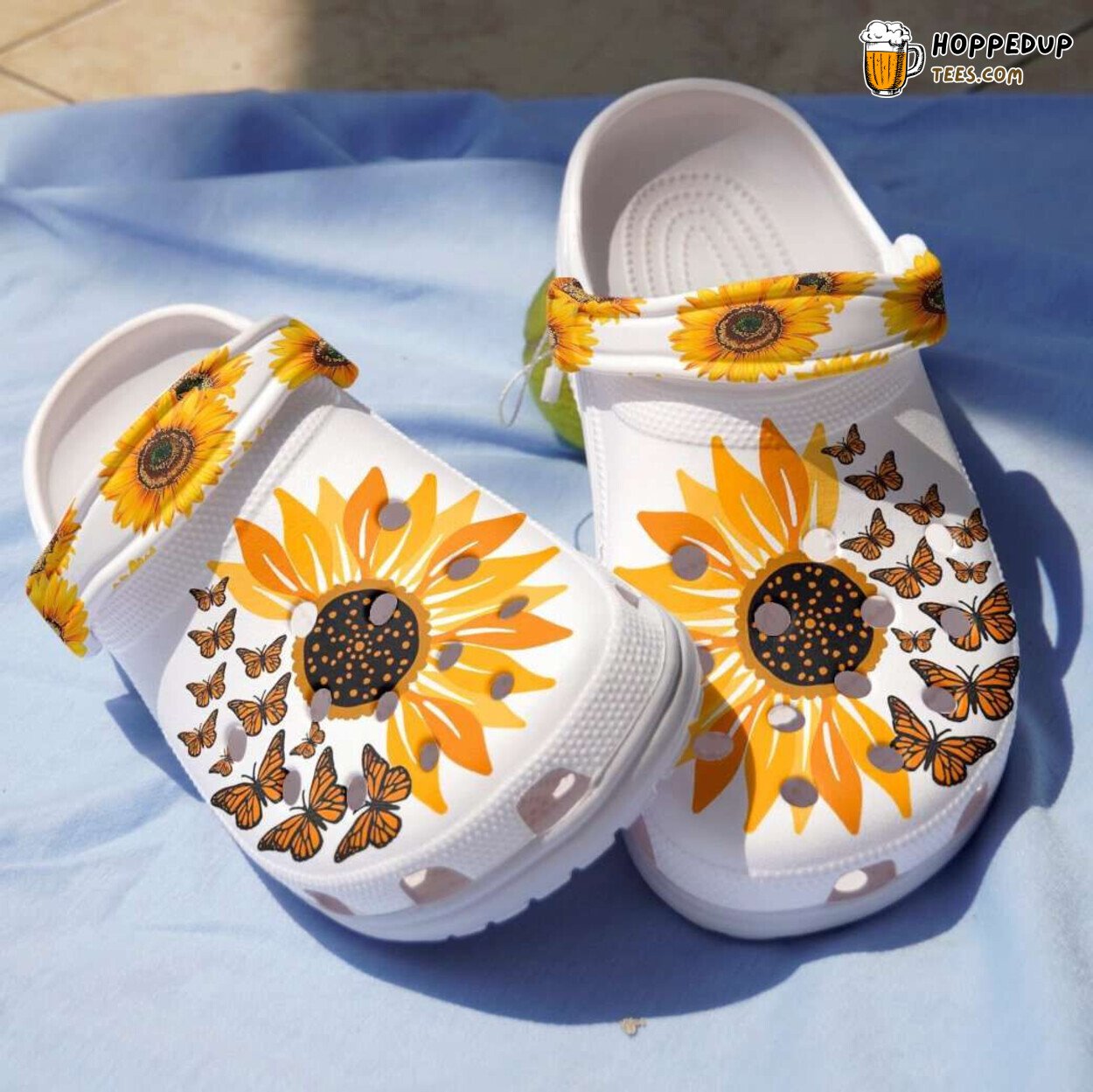 Love Butterfly Sunflower Lovers Themed Comfortable Clog Shoes