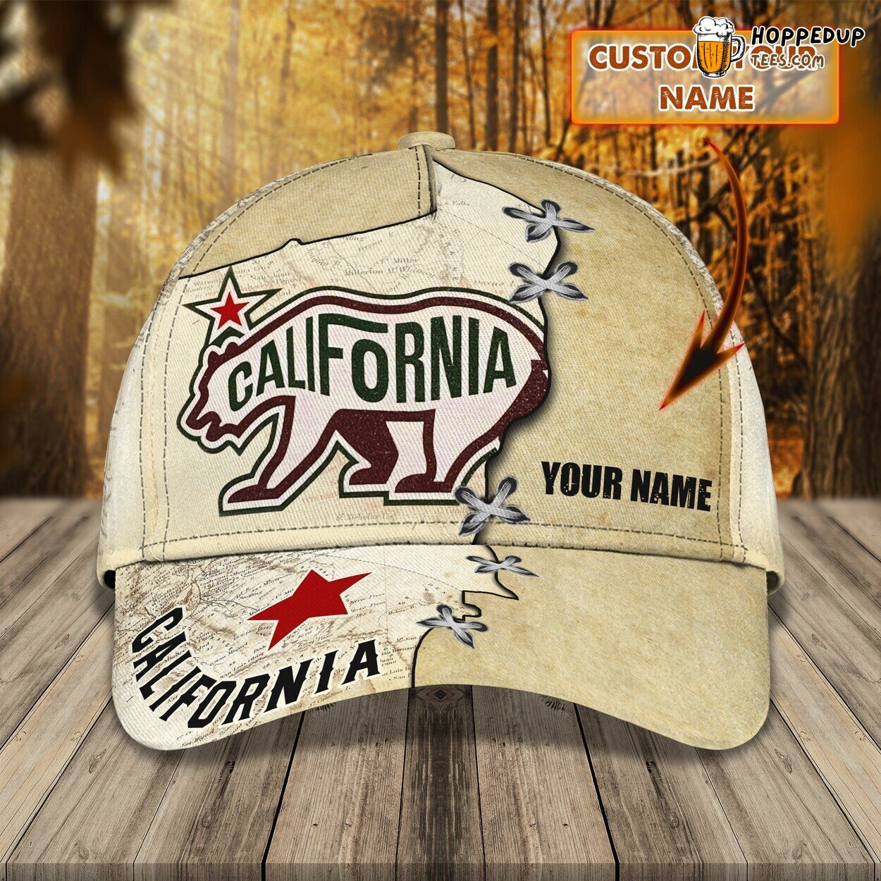 Love California 3D Classic Cap Personalized Name Exclusive Elegant Design