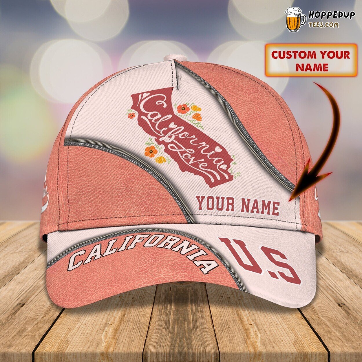 Love California 3D Classic Cap Personalized Name Unique Elegant Design