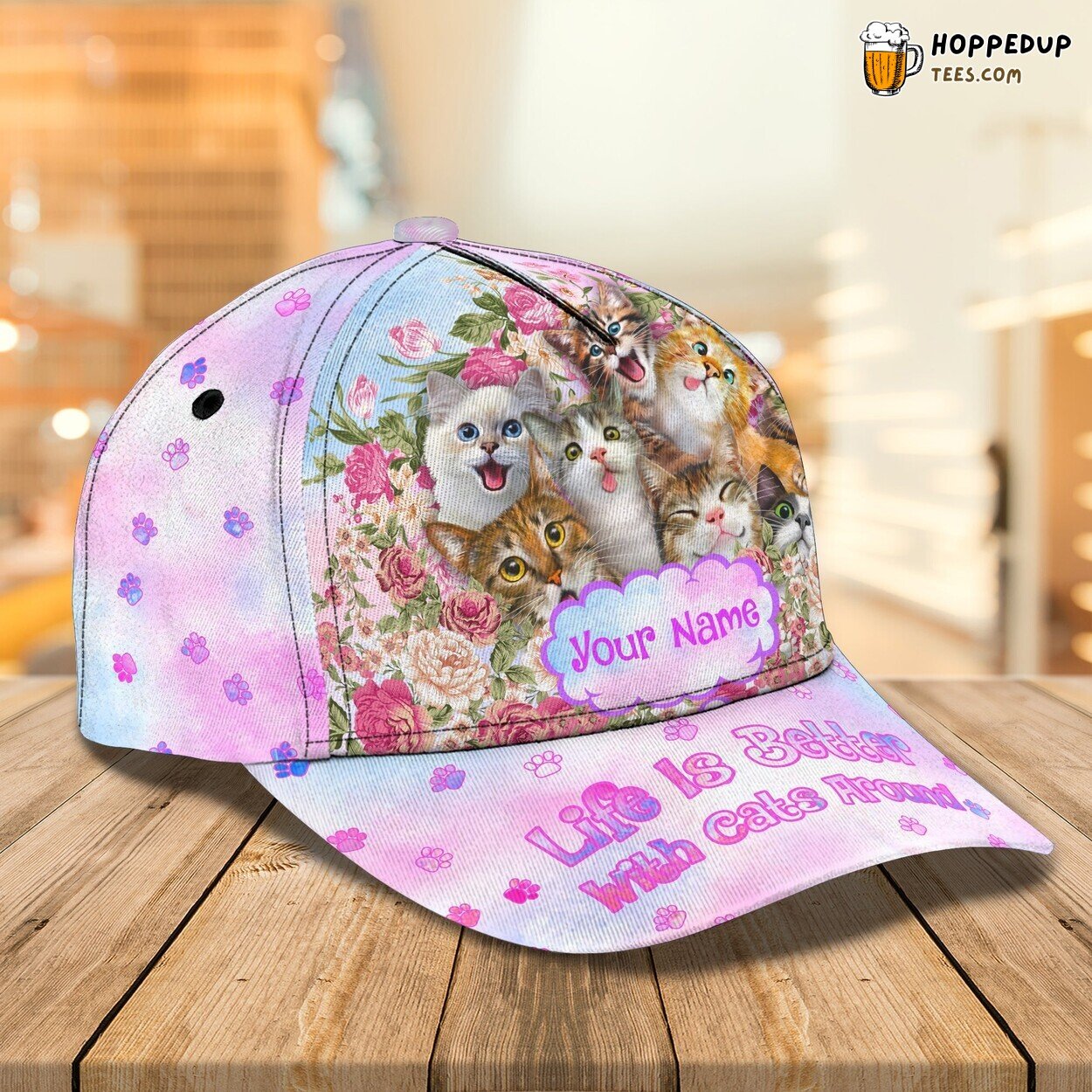 Love Cats Themed 3D Classic Cap Personalized Name Unique Style Design