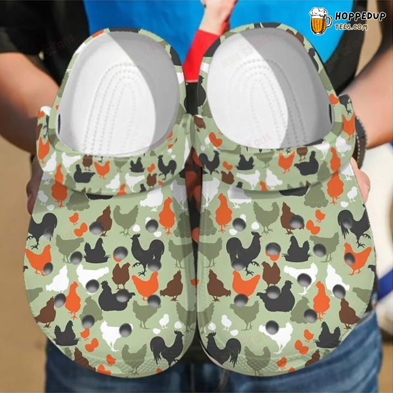 Love Chicken Camo Pattern Theme Comfortable Clogs Poultry Inspired Shoes