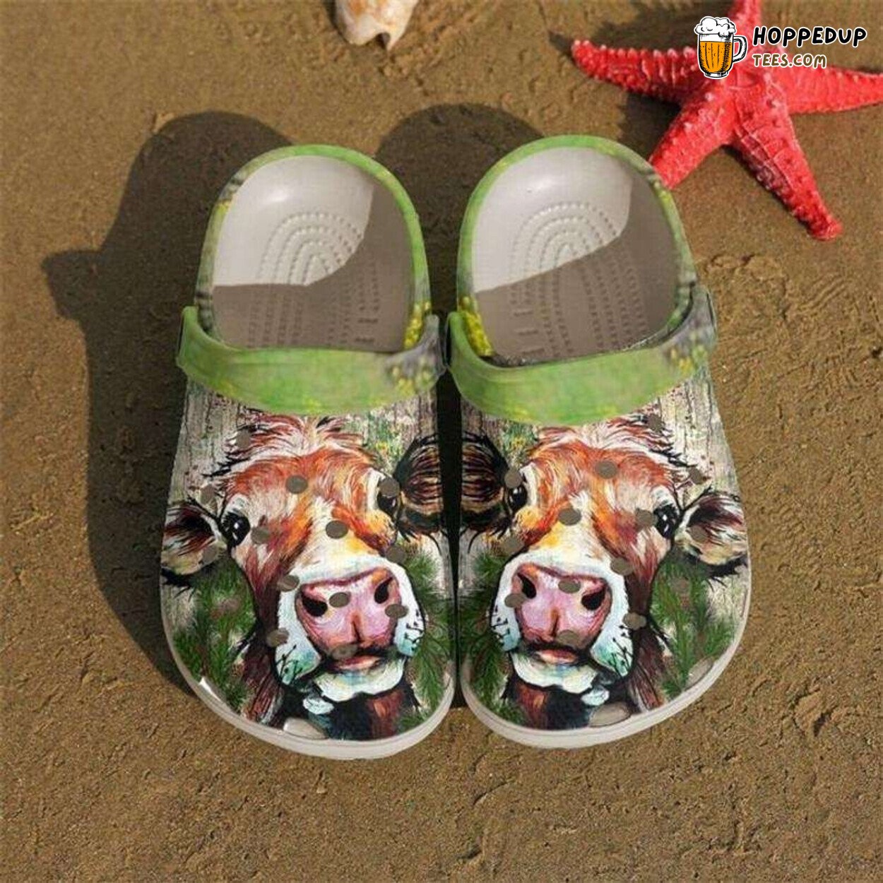 Love Cow Art Theme Rubber Clog Shoes Comfortable Fashionable Footwear
