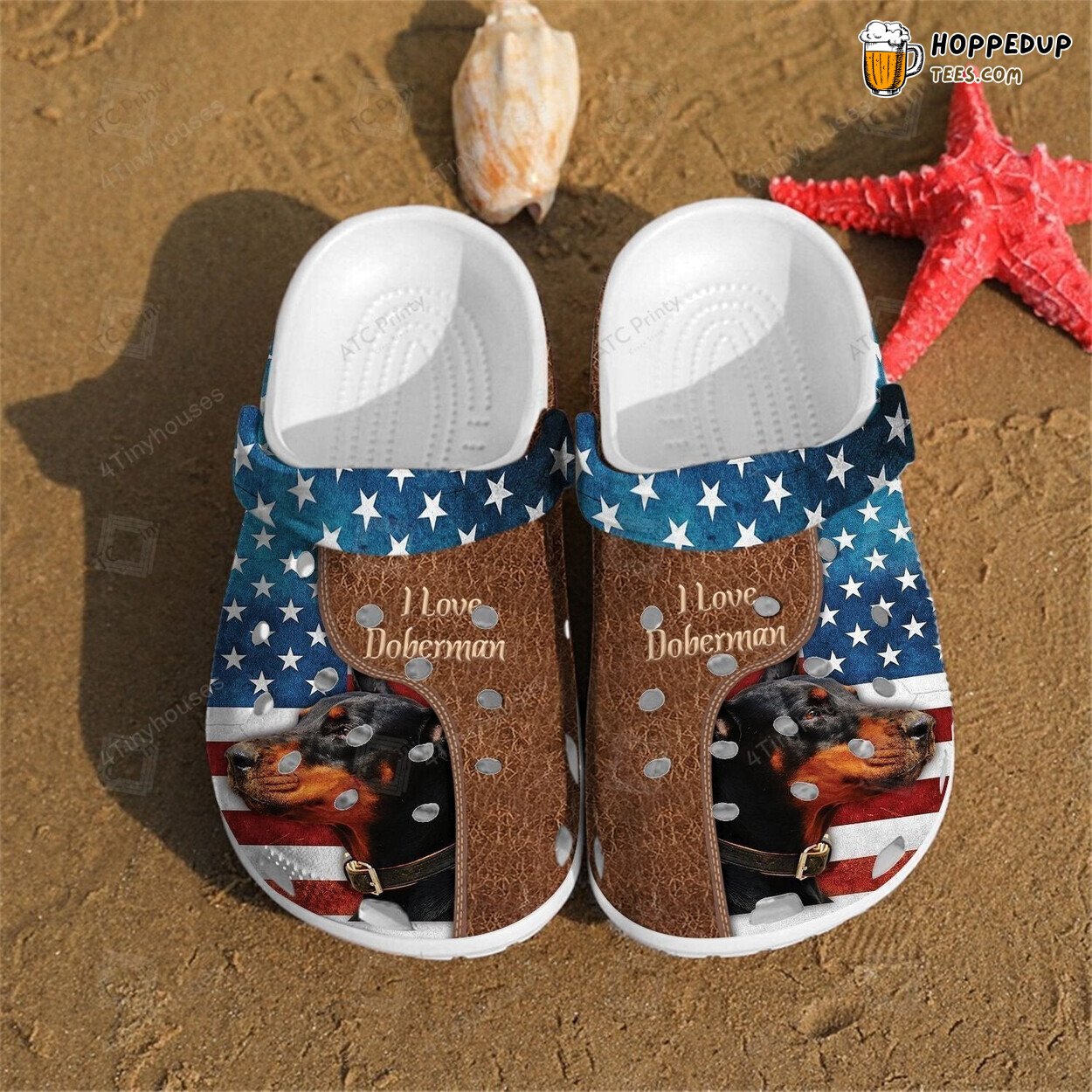 Love Doberman USA Dog Lovers Themed Clogs Shoes Comfortable Unique Gift