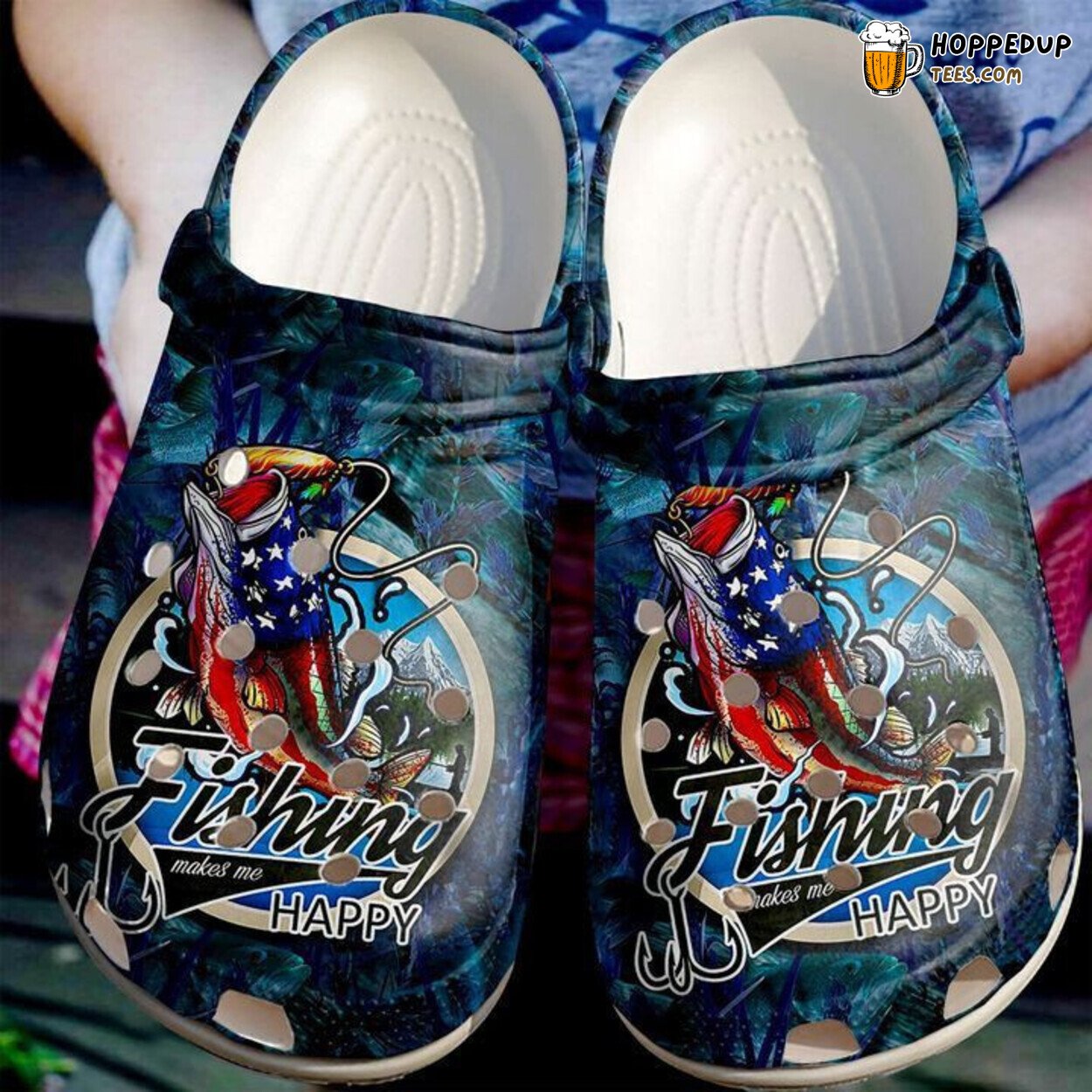 Love Fishing Themed Comfortable Unique Stylish Rubber Clog Shoes