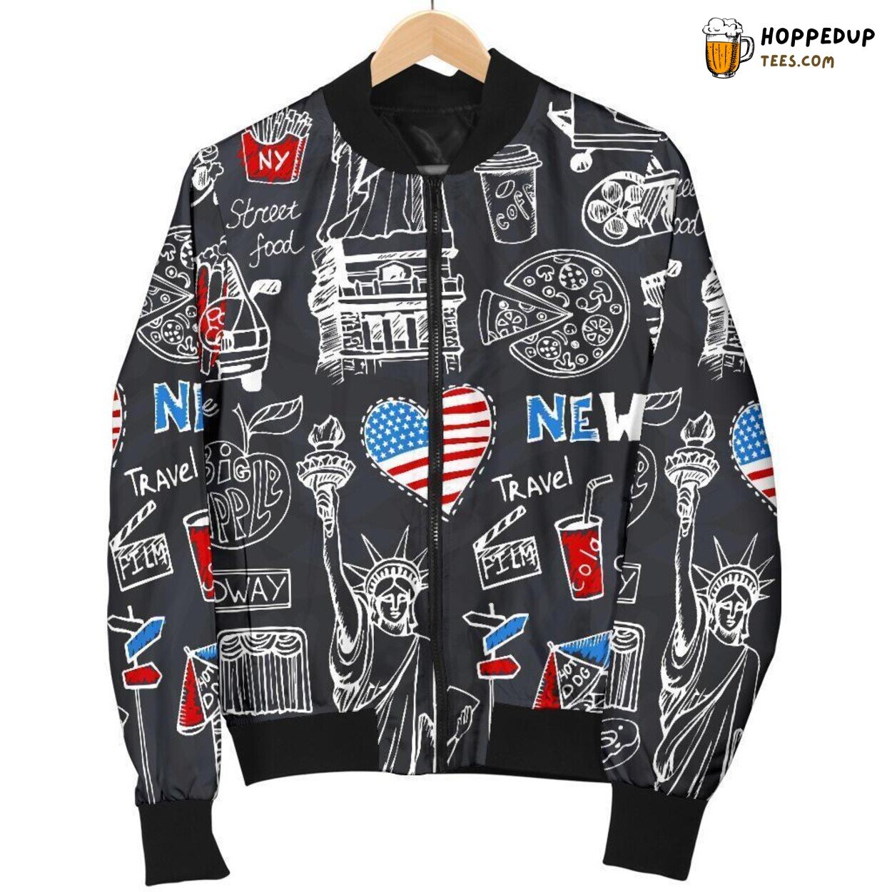 Love for New York City Men’s Bomber Jacket Unique Pattern Design Tribute Love for New York City Men’s Bomber Jacket Unique Pattern Design Tribute