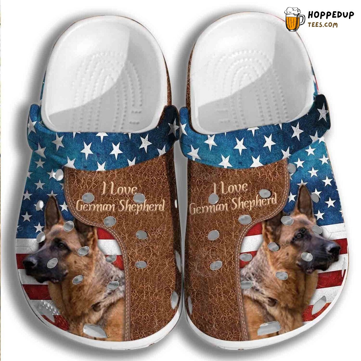 Love German Shepherd USA Flag 4th July Dogs Comfort Clogs