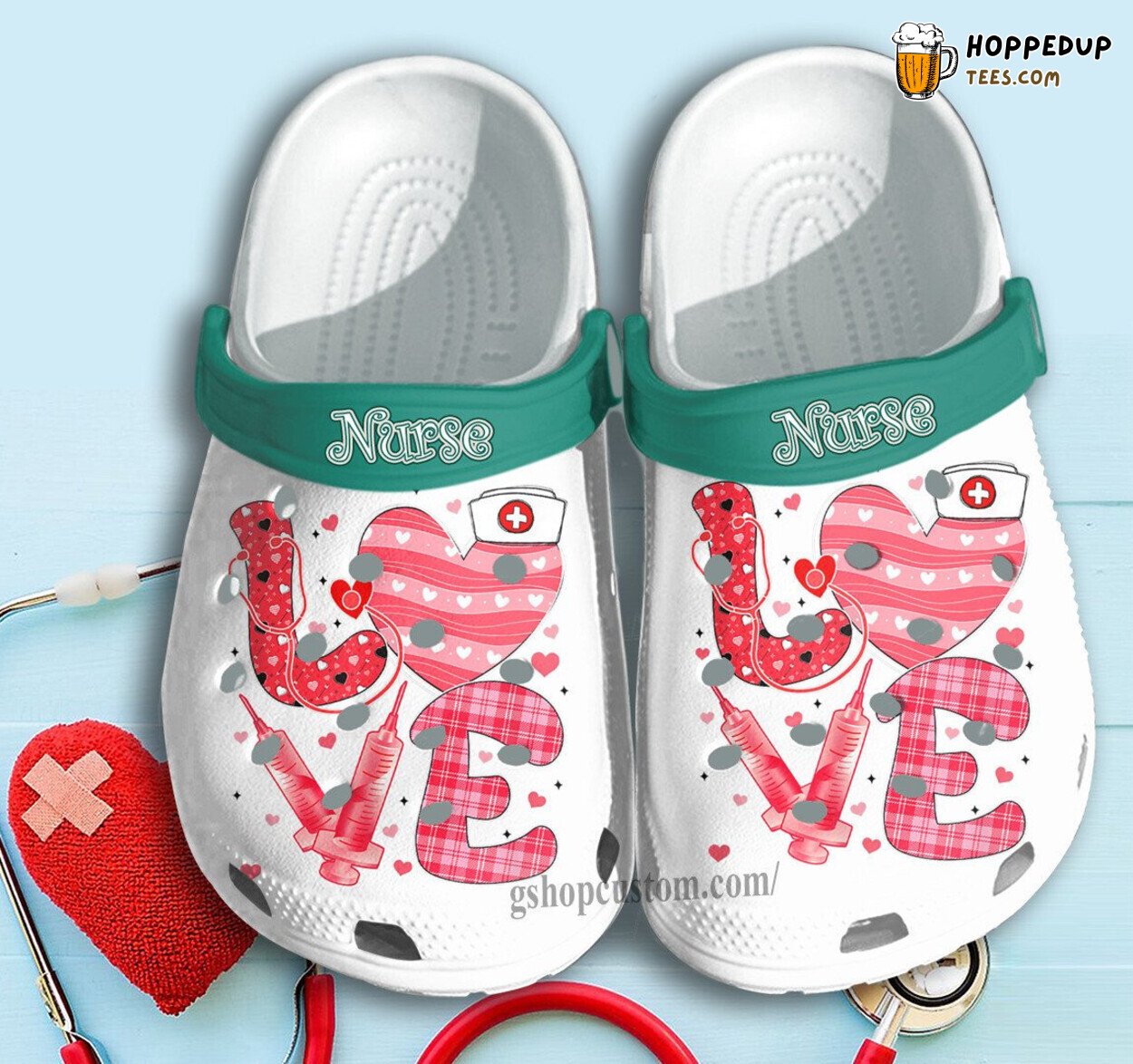 Love Heart In Nurse Themed Comfortable Women Clogs Shoes Gift