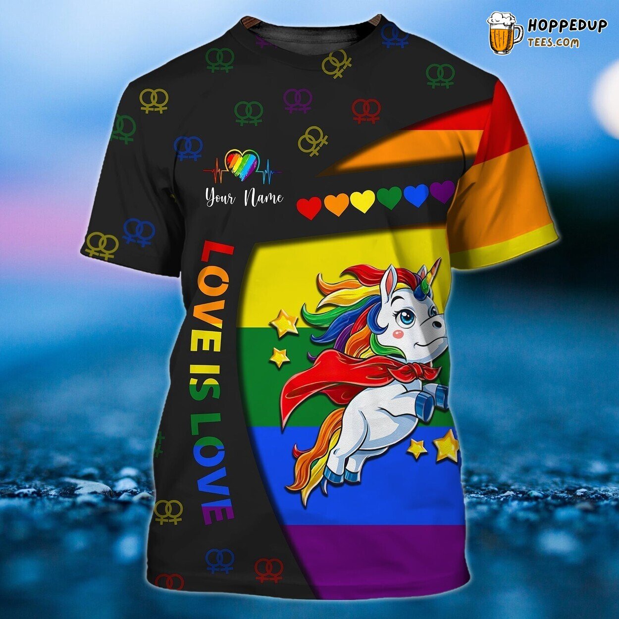 Love Is Love LGBT Personalized Name Unique Design 3D Tshirt Special